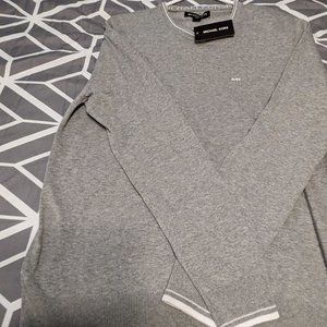 Michael Kors Men's Sweater Gray with White Trim,  Size Medium